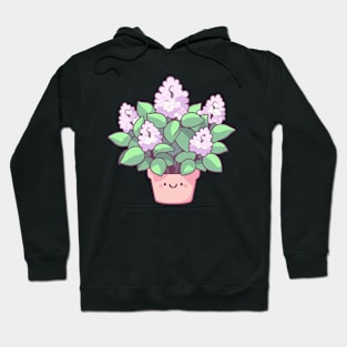 Cute Purple Hyacinth in a Pot in Kawaii Plant Style | Kawaii Flowerpot in Cute Style Hoodie